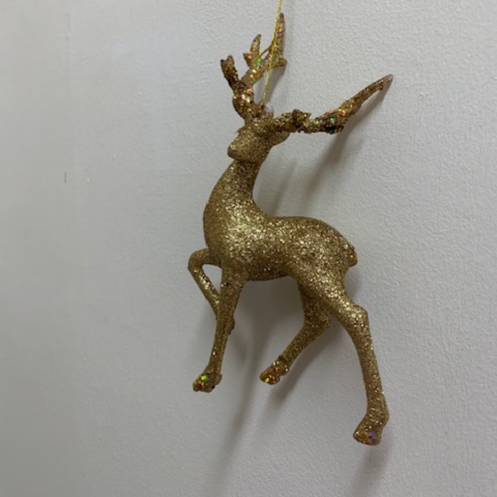 Sparkling Gold Reindeer Christmas Ornament